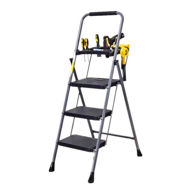 Gipsplaten Ladder Multifunctionele Opvouwbare Ijzer Ladders Antislip Leuning Werkplatform 330lb Capaciteit met Gereedschap Plaat Lade